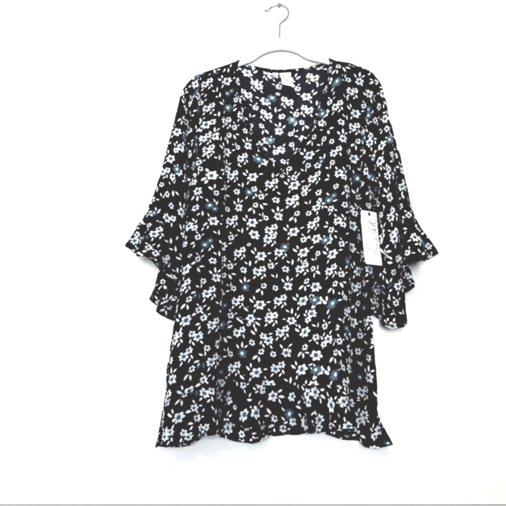 Anne Cole Beautiful Bunches Swim Coverup Flounce Sleeve Black White Size XS/S - Picture 11 of 13
